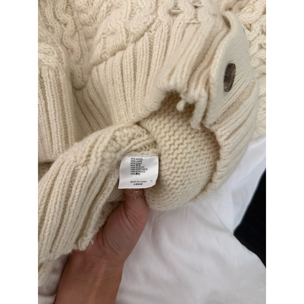 Brandy Melville Cream Wool Blend Cable Knit Oversized Cardigan Sweater - Picture 4 of 4